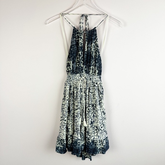 NEW Free People Beach Day Halter Mini Dress XS Blue White - Picture 2 of 9